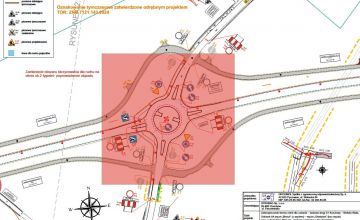 Mapa. W czerwonym kwadracie projekt ronda
